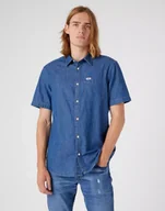 Koszule męskie - Wrangler Ss 1 Pkt Shirt Męska Koszula Jeansowa Dark Stone W5K05K96N-M - miniaturka - grafika 1