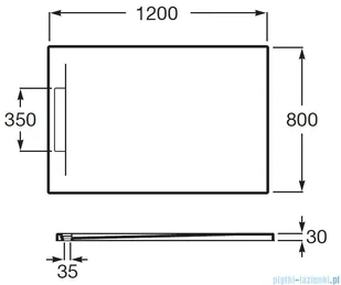 Roca Pyros 120x80cm brodzik prostokątny konglomeratowy szary łupek AP9014B032001200 | - Brodziki prysznicowe - miniaturka - grafika 2