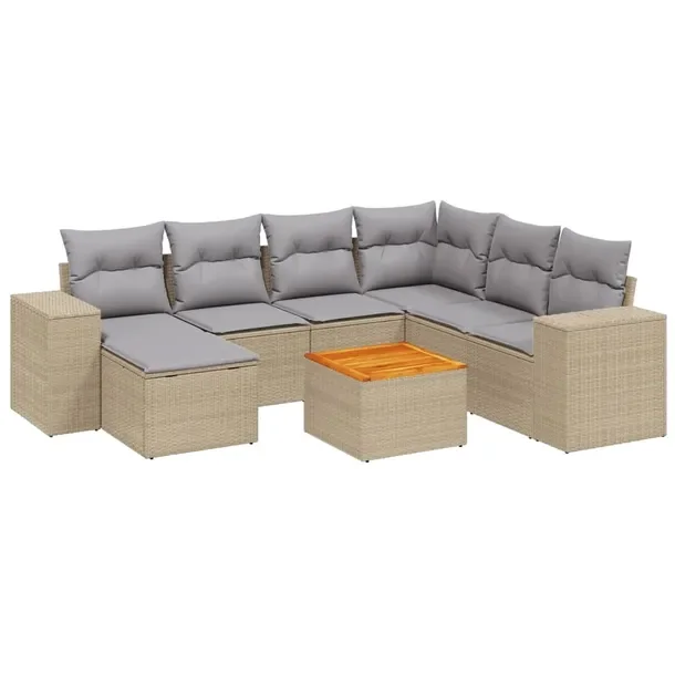 Zestaw mebli ogrodowych modułowych beżowy rattan PE, wymiary: 62x62x69 cm