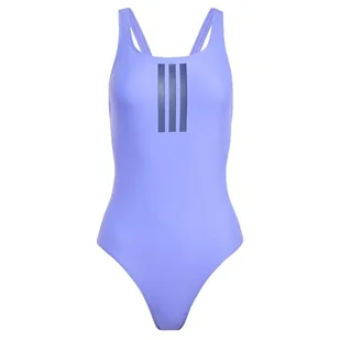 adidas Damski strój kąpielowy z 3 paskami z dekoltem w serek 40, Kobaltowy niebieski/ciemnoniebieski, 44 - Stroje kąpielowe - miniaturka - grafika 1