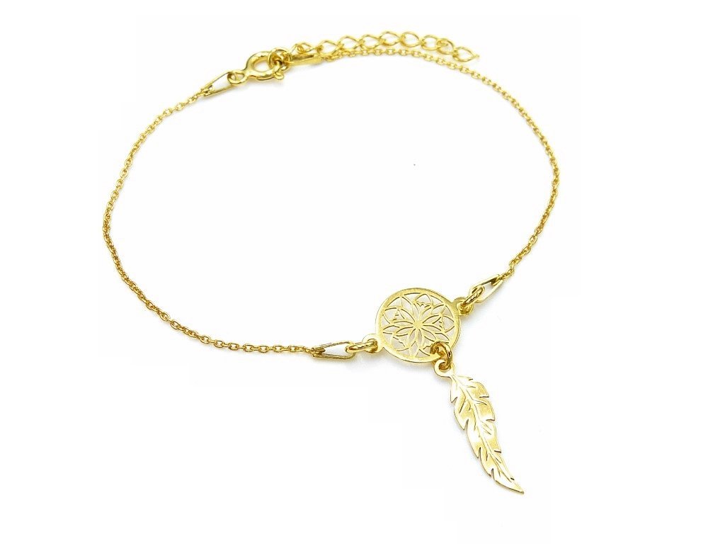 Pozłacana bransoletka mały łapacz snów boho