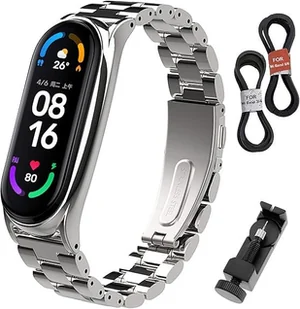 ETUI DO ZEGARKA XIAOMI MI BAND 4 /3 Z BRANSOLETĄ SREBRNY KOLOR STAL - Akcesoria do smartwatchy - miniaturka - grafika 1