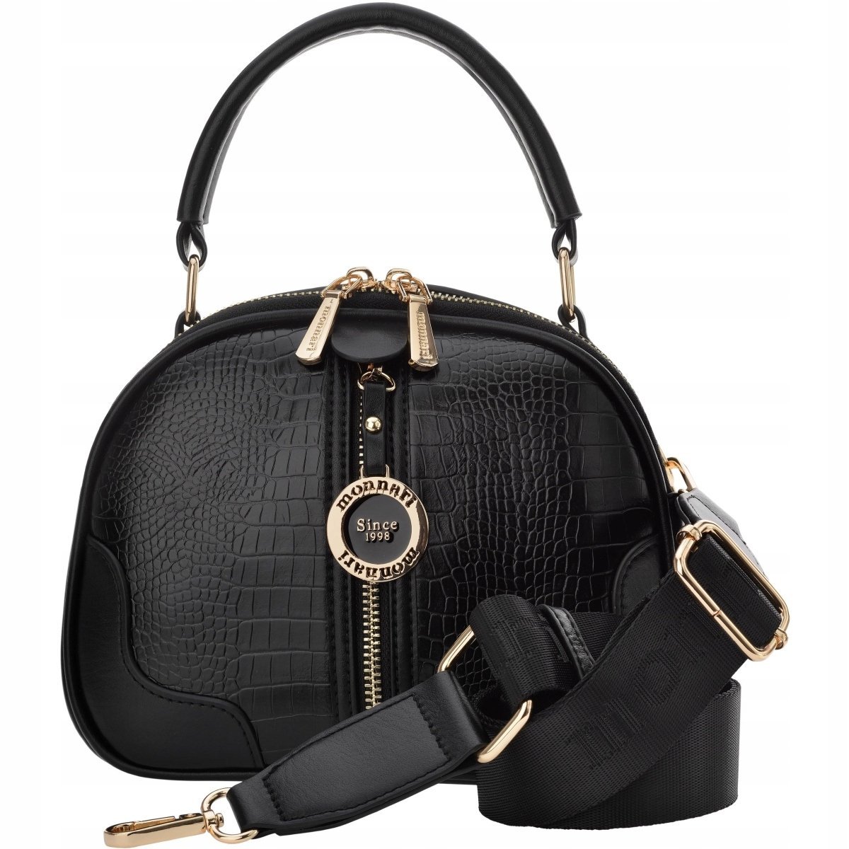 Torebka Monnari Kuferek Tłoczenie Croco Czarna Listonoszka Elegancka Torba