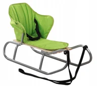 Sanki i ślizgacze - POLSKIE SANKI Z OPARCIEM SREBRNE MATERACYK ZIELONY DLA DZIECI MOCNE SOLIDNE - miniaturka - grafika 1