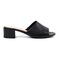 Klapki i japonki damskie - Sergio Leone Klapki damskie na niskim obcasie czarne - miniaturka - grafika 1