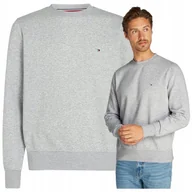 Bluzy męskie - Szara Bluza Męska Basic Tommy Hilfiger Bez Kaptura Premium Bawełna r.XXL - miniaturka - grafika 1
