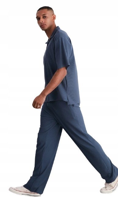 TRENDYOL GRANATOWE SPODNIE CASUAL PROSTE NA GUMCE S 5AA