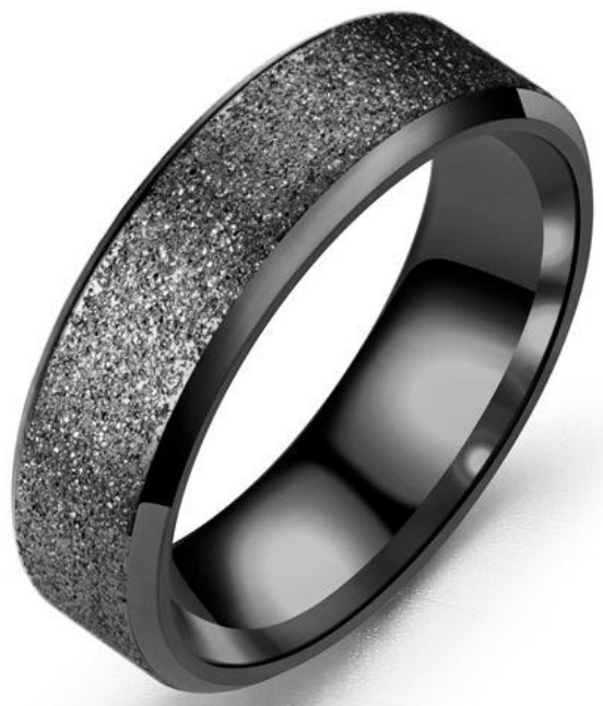 Czarny Pierścień Stal Szlachetna Brokat Grafitowy