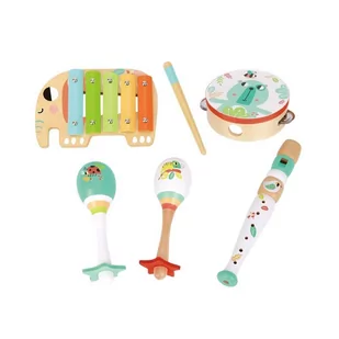 Tooky Toy Lumarko Zestaw Instrumenty Muzyczne Dla Dzieci Cymbałki Bębenek Flet Marakasy W Skrzyni 6 El.! TF567 Lek - Instrumenty muzyczne dla dzieci - miniaturka - grafika 1