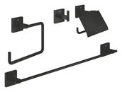 Wieszaki łazienkowe - Grohe QuickFix Start Cube - Zestaw akcesoriów łazienkowych 4 w 1, czarny mat 411152430 - miniaturka - grafika 1