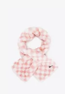 Apaszki i szaliki damskie - Damski szal ze sztucznego futerka w kratkę różowo-biały - miniaturka - grafika 1