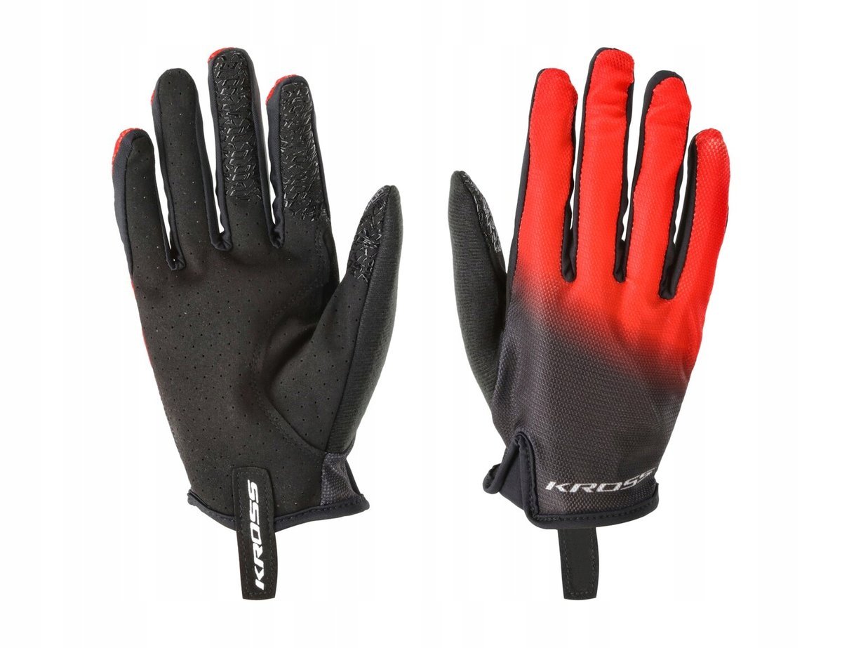 Rękawiczki rowerowe KROSS RACE LONG 3.0 L CZARNO CZERWONE