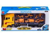 Samochody i pojazdy dla dzieci - Ciężarówka, Transporter + Auta, Otwierana Laweta, Pojazdy Budowlane 7W1 - miniaturka - grafika 1