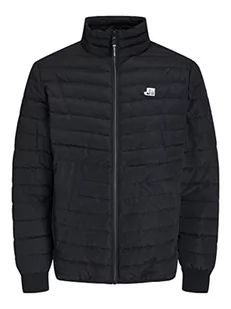 JACK & JONES Męska kurtka pikowana Jcologan Puffer Collar, czarny, L - Kurtki męskie - miniaturka - grafika 1