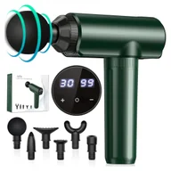 Masażery - Pistolet do masażu mięśni J-Style zielony 2600 mAh 30 prędkości 6 głowic - miniaturka - grafika 1