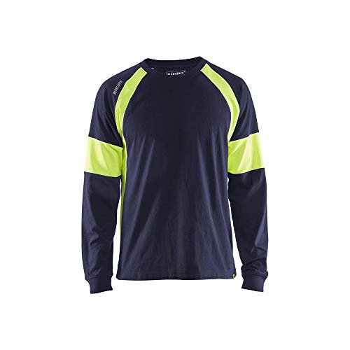 Blaklader 352010308833S T-shirt z długim rękawem, granatowy/wysoki Vis żółty, rozmiar S