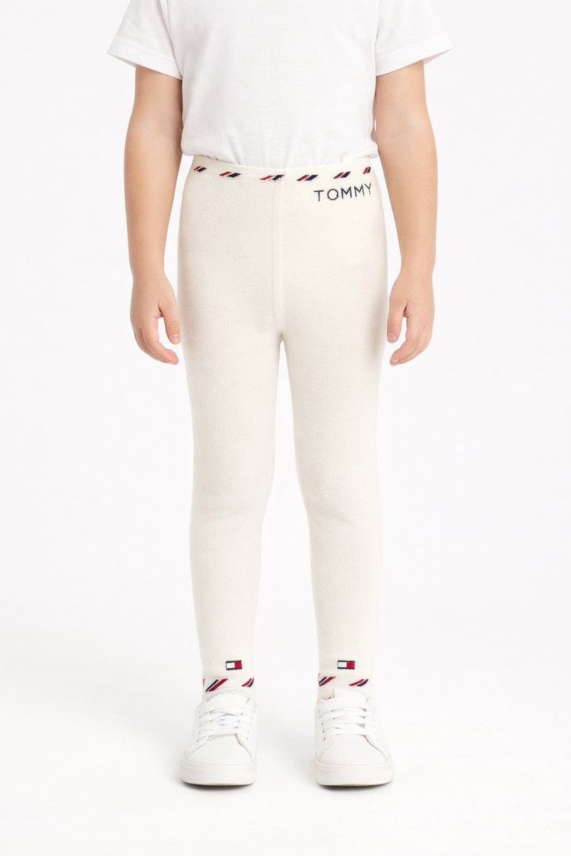 TOMMY HILFIGER ECRU LEGGINSY DLA DZIECKA Z PASKAMI 62-68 1I4B
