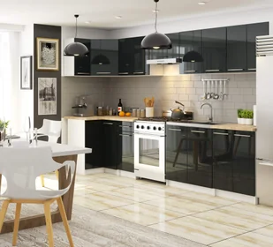 Szafka OLIWIA S80 3SZ + BLAT BIAŁA / GRAFIT POŁYSK - Meble kuchenne - miniaturka - grafika 6