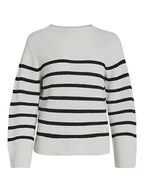 Koszulki i topy damskie - Vila VIMONTI L/S Stripe Knit Top/SU/PB, White Alyssum/Szczegóły: czarny, XS - miniaturka - grafika 1