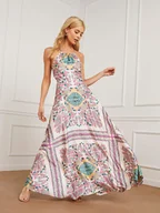 Sukienki - Milan Kiss Sukienka w kolorze kremowo-różowo-niebieskim - miniaturka - grafika 1