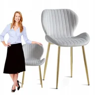 Krzesła - Krzesło Tapicerowane Glamour Welur Fotel Salon - miniaturka - grafika 1