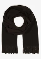 Apaszki i szaliki damskie - Czarny Szalik Długi z Frędzlami z Domieszką Wełny Torilisa - miniaturka - grafika 1