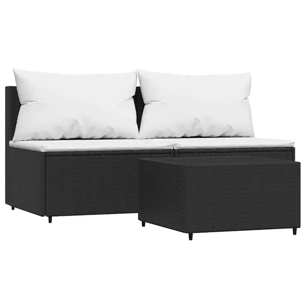 Zestaw wypoczynkowy ogrodowy rattan PE, czarny, 63x63x57,5 cm
