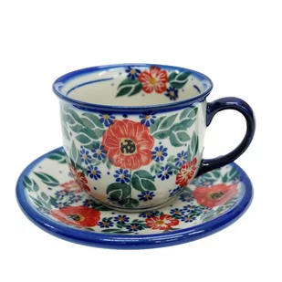 Ceramiczna filiżanka ze spodkiem Ceramika Bolesławiec - Filiżanki - miniaturka - grafika 1