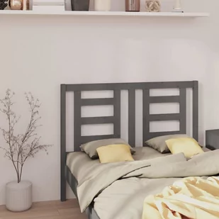 Lumarko Wezgłowie łóżka, szare, 126x4x100 cm, lite drewno sosnowe - Inne meble do sypialni - miniaturka - grafika 1