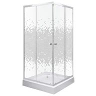 Kabiny prysznicowe - KERRA Kabina natryskowa 90×90×195 cm / 4 mm z brodzikiem, szyba transparentna z dekorem ,chrom Pixel SQ WH - miniaturka - grafika 1