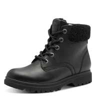 Śniegowce damskie - Tamaris Damskie buty WL Lace Boot 1-26299-45 Śniegowce, Black Leather, 38 EU, czarna skóra, 38 EU - miniaturka - grafika 1
