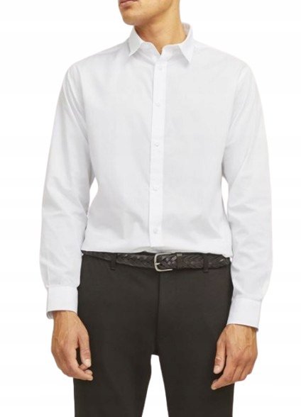 Rebel Męska Koszula Biała Z Długim Rękawem Gładka Xl J2A