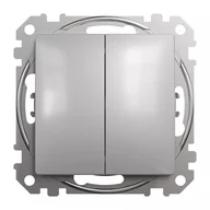 Wyłączniki światła i elektryczne - Łącznik schodowy Schneider Sedna Design SDD113108 podwójny srebrne aluminium Design &amp; Elements - miniaturka - grafika 1
