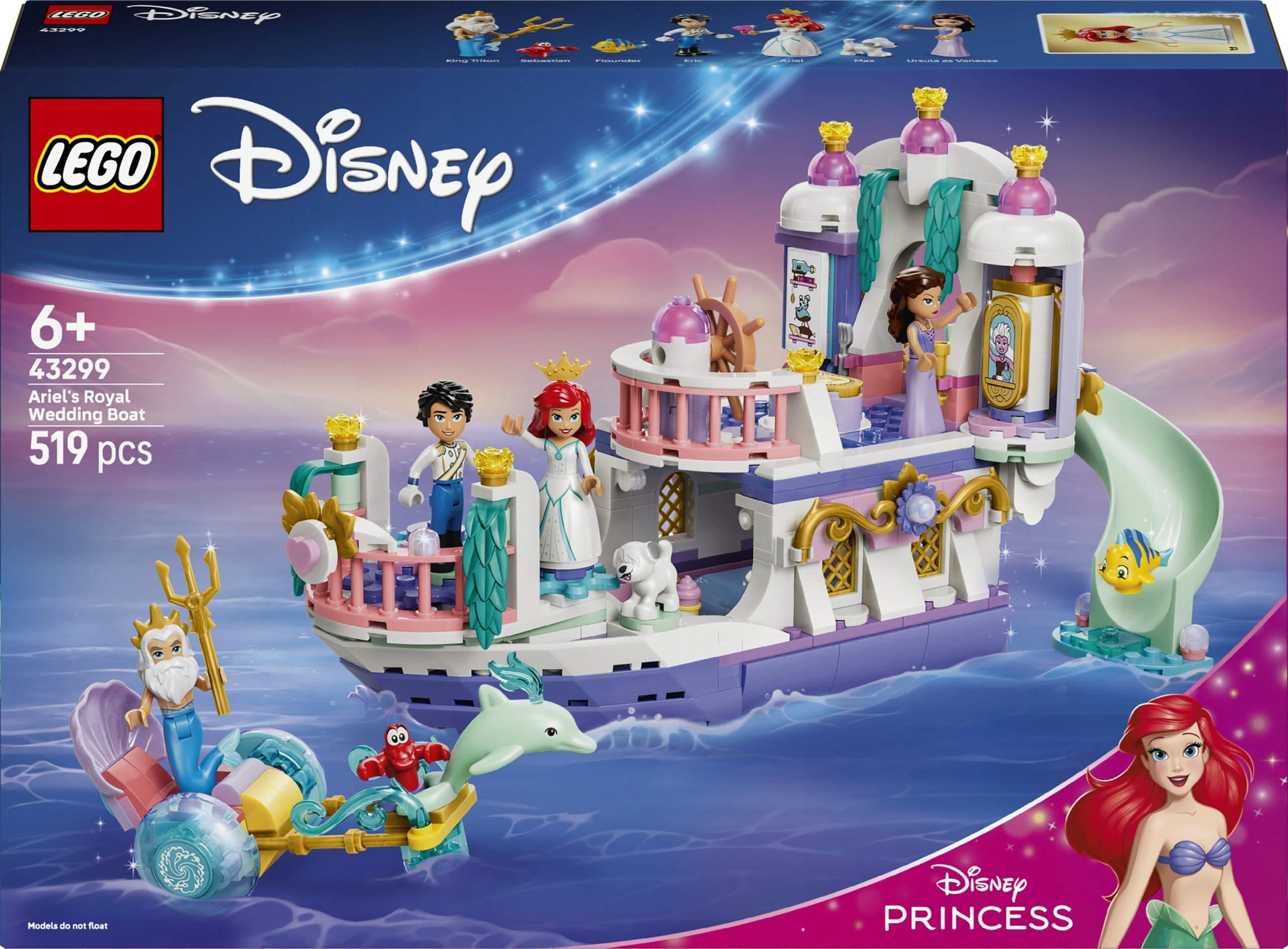 LEGO 43299 Disney Animation Królewska łódź weselna Arielki