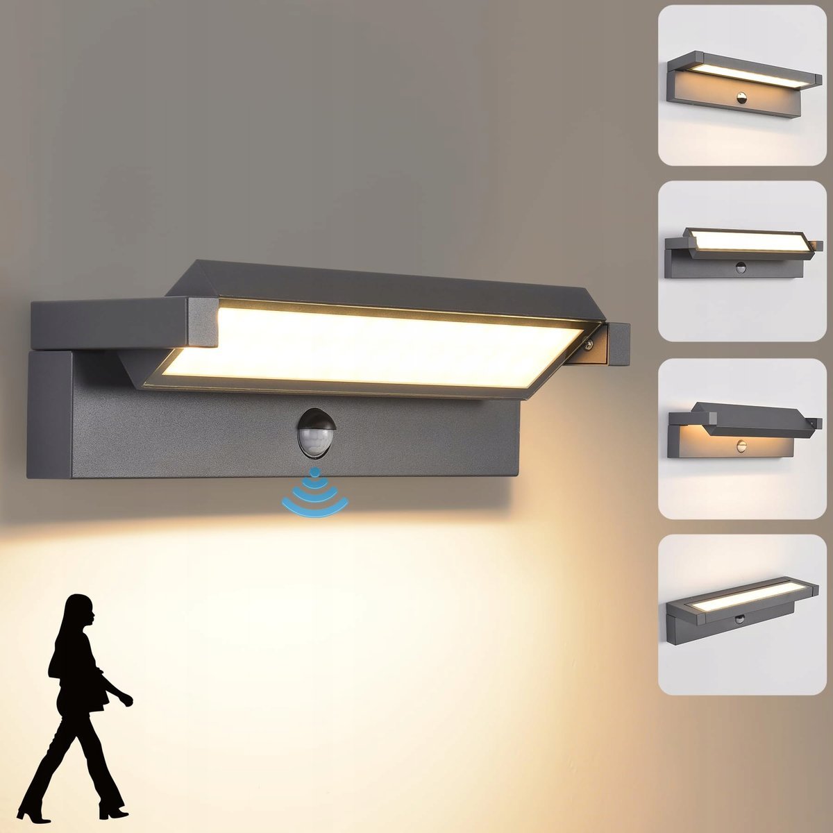 LED LAMPA ŚCIENNA ZEWNĘTRZNA Z CZUJNIKIEM RUCHU 36W IP65 3000K