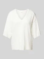 Koszulki i topy damskie - T-shirt z czystej wiskozy z dekoltem w serek model ‘Eslina’ - miniaturka - grafika 1