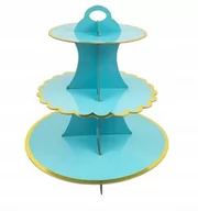 Dekoracje i nakrycia stołu na imprezę - Patera papierowa na ciasto niebieska urodziny - miniaturka - grafika 1