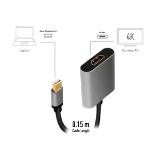 LogiLink Adapter mDP do HDMI 4K 60Hz, aluminium 0.15m - Kable komputerowe i do monitorów - miniaturka - grafika 4