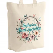 Torby i wózki na zakupy - Torba bawełniana z dnem Dzień Nauczyciela Najlepsza Nauczycielka Prezent - miniaturka - grafika 1