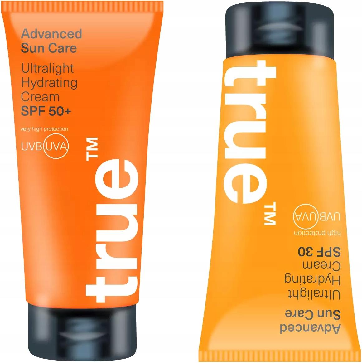 True men skin care - Zestaw dwóch wodoodpornych i ultralekkich kremów nawilżających z SPF30 oraz SPF50 2x50ml