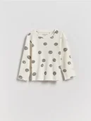 Bluzki dla niemowląt - Reserved - Prążkowana koszulka - złamana biel - miniaturka - grafika 1