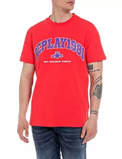 Koszulki męskie - Replay Męski T-shirt M6478, 159 RED, XXL, 159 czerwony, XXL - grafika 1