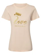 Koszulki i topy damskie - Armani Exchange T-shirt damski Kobiety Bawełna beżowy|pomarańczowy jednolity, S - miniaturka - grafika 1
