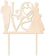 Wesele i ślub - Topper drewniany na tort Love z Młodą Parą - 16,5 cm - miniaturka - grafika 1