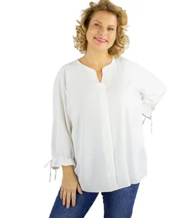Elegancka koszula tunika oversize z wiązaniami na rękawach SOPHIE-52 - Bluzki damskie - miniaturka - grafika 1