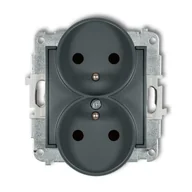 Gniazdka elektryczne - Karlik Gniazdo podwójne z przesłonami torów MINI - grafit mat - miniaturka - grafika 1