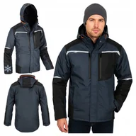 Kurtki męskie - KURTKA ZIMOWA męska Ocieplana robocza Wodoodporna z Kapturem Odblaski r. XL - miniaturka - grafika 1