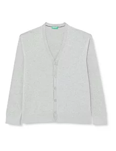 United Colors of Benetton Męski sweter z kardigan, Jasnoszary melange 501, XS - Swetry męskie - miniaturka - grafika 1