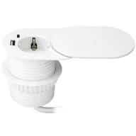 Gniazdka elektryczne - Białe Gniazdo Blatowe Schuko Z Pokrywą Ładowarką Usb I Przewodem Or-Gm-9042(Gs)/W Orno - miniaturka - grafika 1