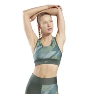 Biustonosze - Damski Stanik sportowy REEBOK RUNNING BRA - AOP HT6001 – Zielony - miniaturka - grafika 1